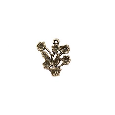 Zawieszka metalowa Charms ScrapBerry's Kwiat w Donicy, 22mm